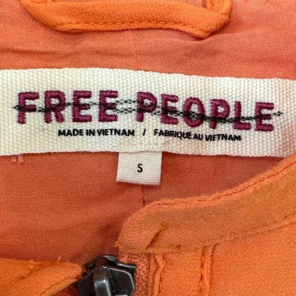 Free People Womens On Pointe Bomber Jacket Zip Front Slouchy Orange Size Small - Picture 10 of 14